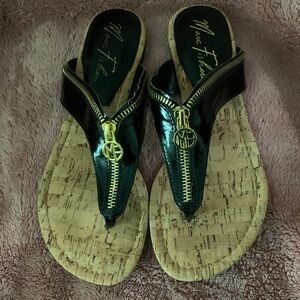 Marc Fisher Black Patent Sandals with Cork Sole New w/ tags & box